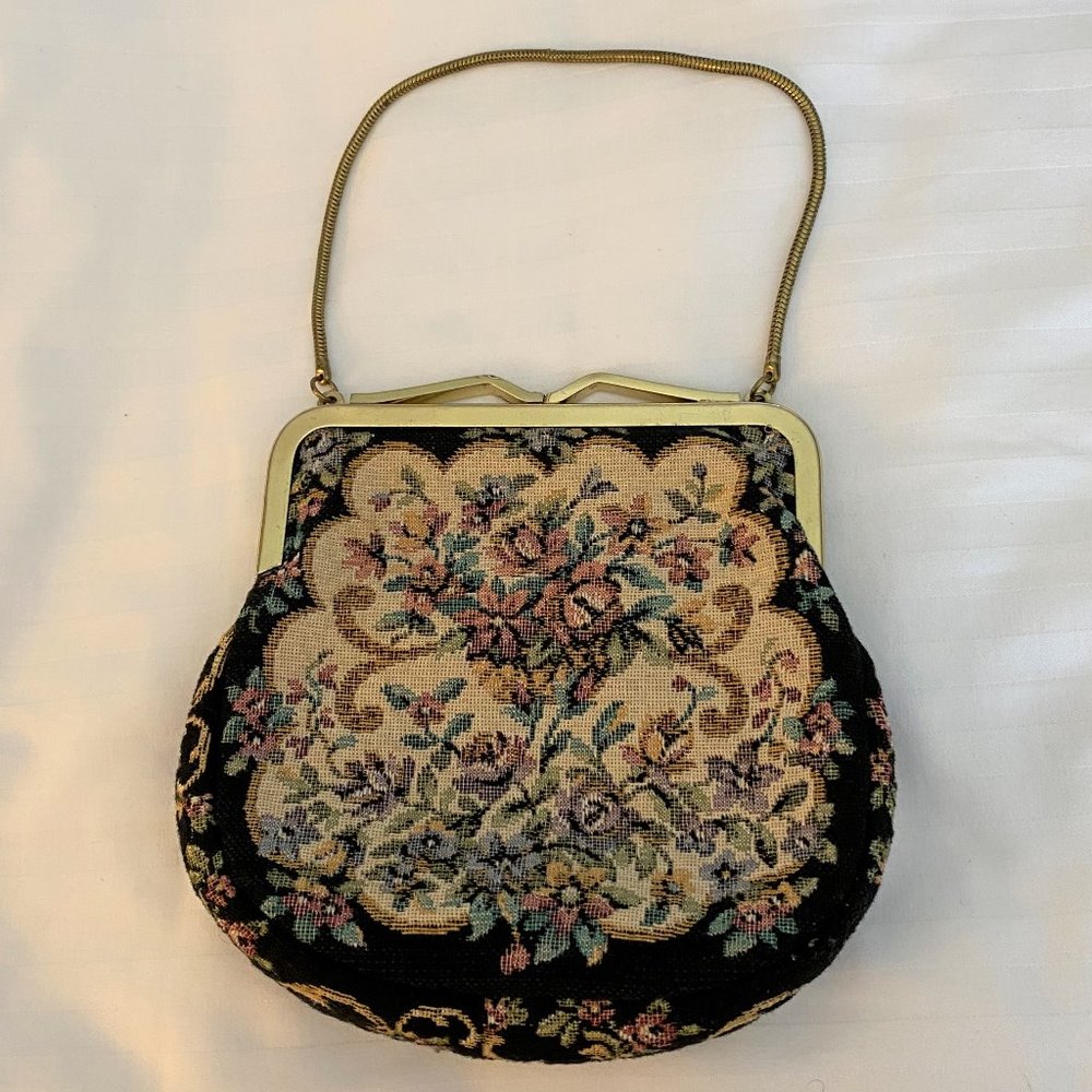 Vintage Mid-Century West German Embroidered Clutch